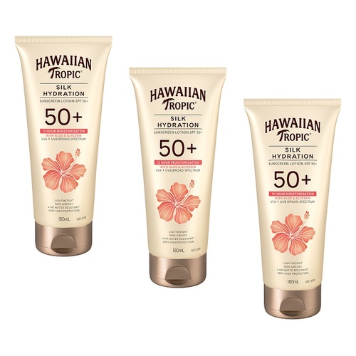 Hawaiian Tropic Silk Hydration Lotion SPF50+ 180mL Pack of 3
