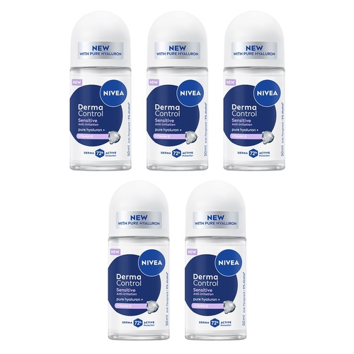 NIVEA Derma Control Sensitive 72H Anti-Perspirant 50mL Pack of 5