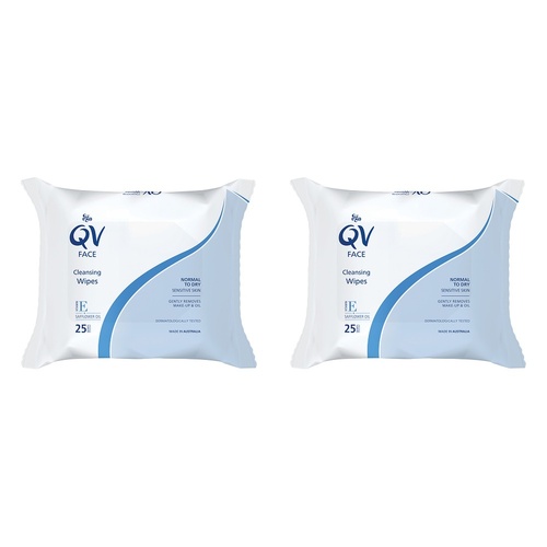 Ego QV Face Cleansing Wipes 25 Wipes Pack of 2