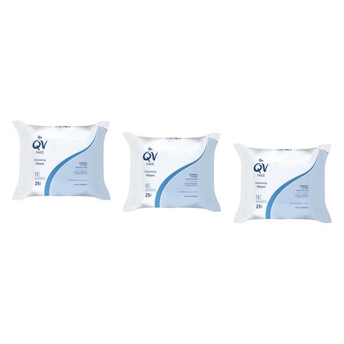 Ego QV Face Cleansing Wipes 25 Wipes Pack of 3