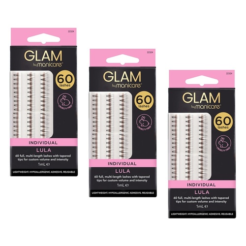 Glam by Manicare Lula Individual Lashes 60 Pack Bundle of 3