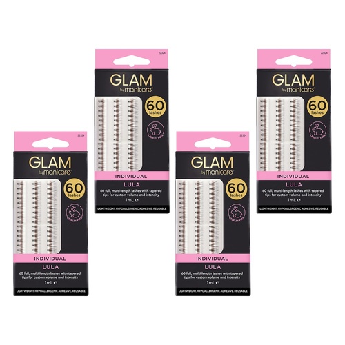 Glam by Manicare Lula Individual Lashes 60 Pack Bundle of 4