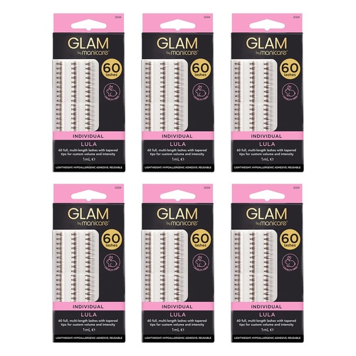 Glam by Manicare Lula Individual Lashes 60 Pack Bundle of 6