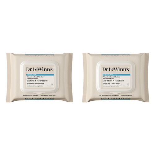 Dr. LeWinn's Private Formula Vitamin Infused Micellar Wipes 25 Pack Bundle of 2