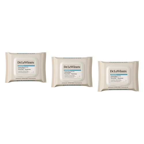 Dr. LeWinn's Private Formula Vitamin Infused Micellar Wipes 25 Pack Bundle of 3