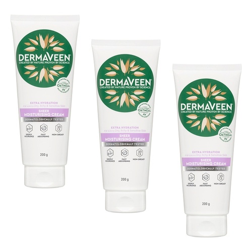 DermaVeen Extra Hydration Sheer Moisturising Cream 200g Pack of 3