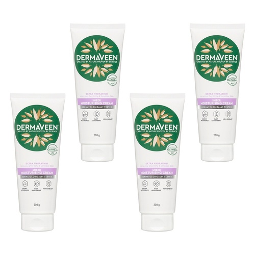 DermaVeen Extra Hydration Sheer Moisturising Cream 200g Pack of 4