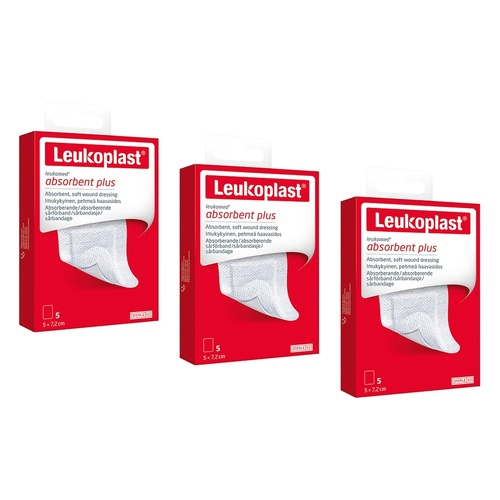 Leuko Leukomed Sterile Post-Op Wound Dressing 5cm x 7.2cm 5 Pack Bundle of 3