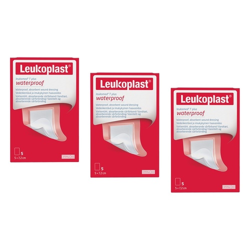 Leuko Leukomed T Plus Sterile Post-Op Dressing 5cm x 7.2cm 5 Pack Bundle of 3