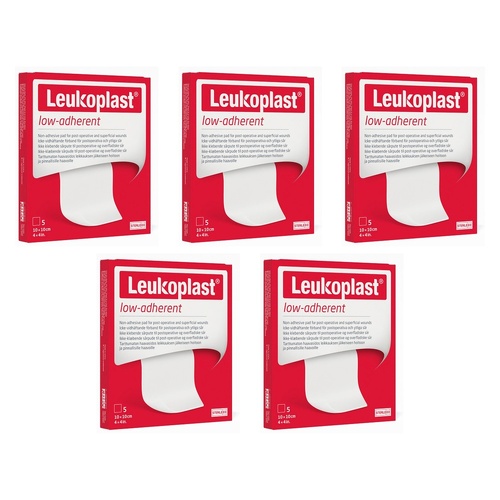 Leuko Leukoplast Low Adherent Sterile Dressing 10cm x 10cm Box of 5 Pack of 5