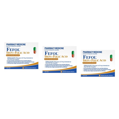 Fefol Iron & Folate Supplement 60 Capsules Pack of 3