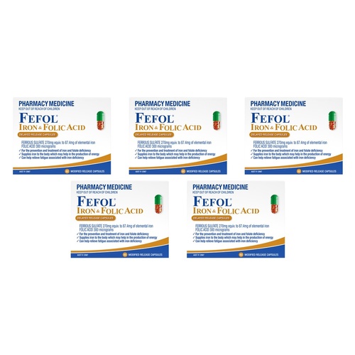 Fefol Iron & Folate Supplement 60 Capsules Pack of 5