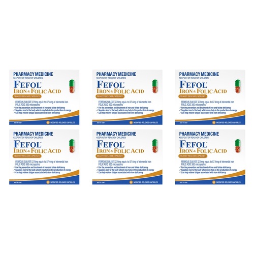 Fefol Iron & Folate Supplement 60 Capsules Pack of 6