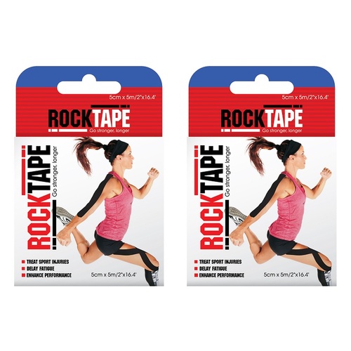 RockTape Kinesiology Sports Tape 5cm x 5m Pack of 2