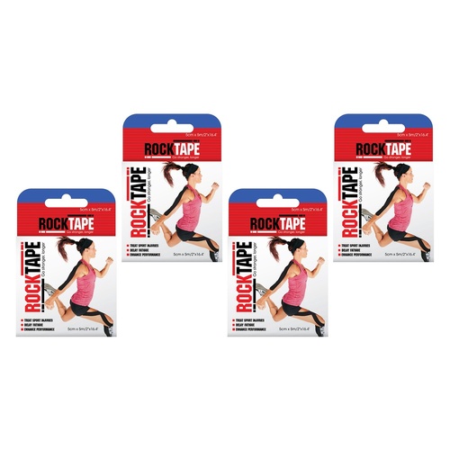 RockTape Kinesiology Sports Tape 5cm x 5m Pack of 4