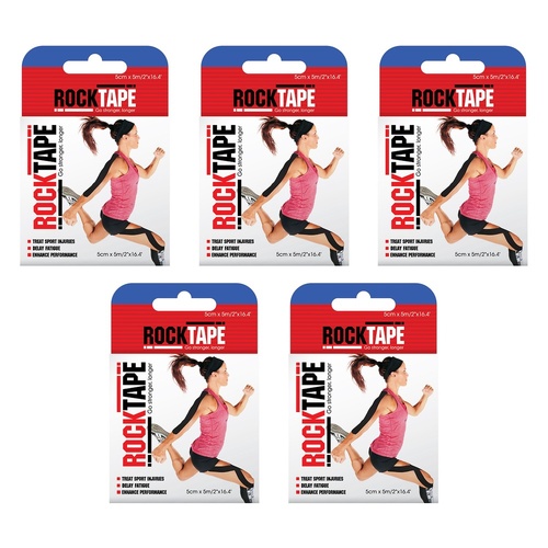 RockTape Kinesiology Sports Tape 5cm x 5m Pack of 5