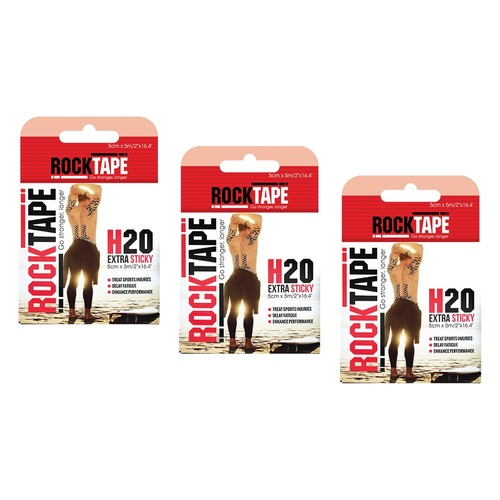 RockTape H2O Beige Sports Tape 5cm x 5m Pack of 3