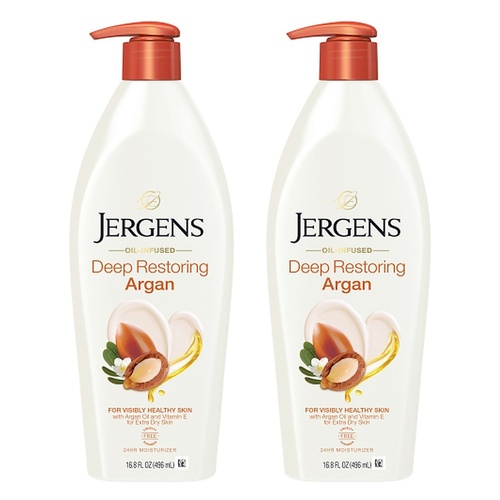 Jergens Oil-Infused Deep Restoring Argan Moisturiser 496mL Pack of 2