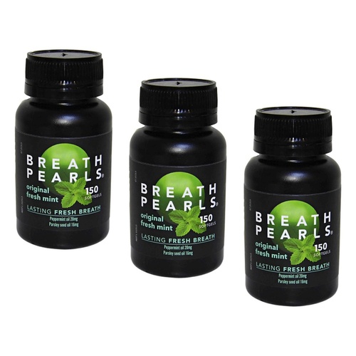 Breath Pearls Large Breath Freshener 150 Pack Bundle of 3