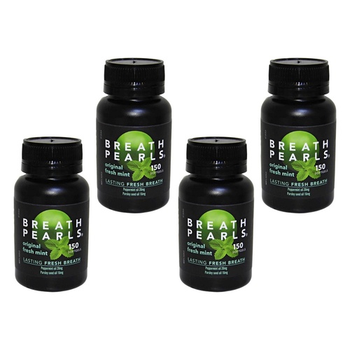 Breath Pearls Large Breath Freshener 150 Pack Bundle of 4