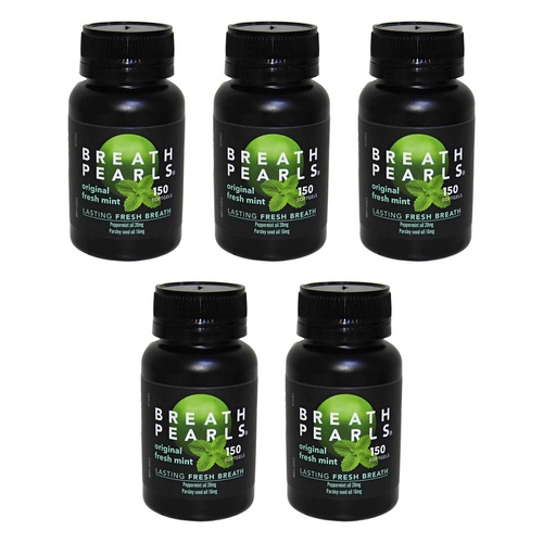Breath Pearls Large Breath Freshener 150 Pack Bundle of 5