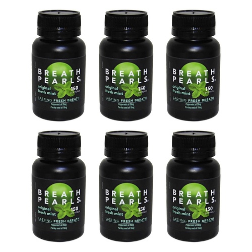 Breath Pearls Large Breath Freshener 150 Pack Bundle of 6