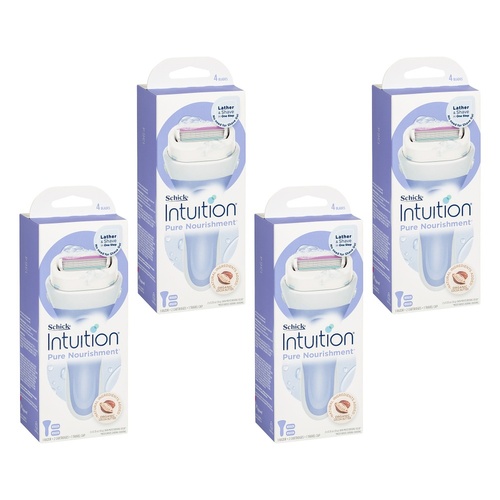 Schick Intuition Pure Nourishment Razor Kit with 2 Cartridges Pack of 4