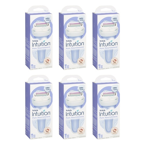 Schick Intuition Pure Nourishment Razor Kit with 2 Cartridges Pack of 6