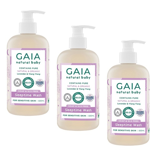 GAIA Natural Baby Sleeptime Wash 500mL Pack of 3