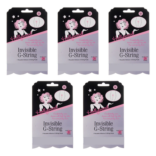 Hollywood Fashion Secrets Invisible G String Reusable Nude No VPL XS/S Pack of 5
