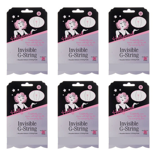 Hollywood Fashion Secrets Invisible G String Reusable Nude No VPL XS/S Pack of 6