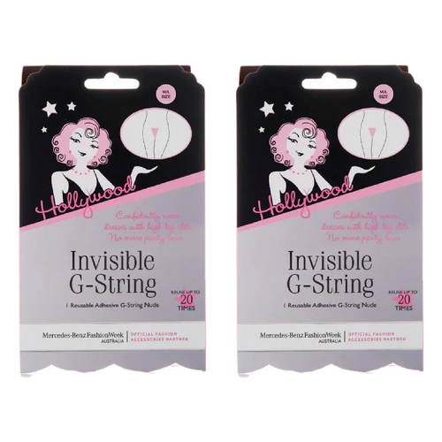 Hollywood Fashion Secrets Invisible G String Reusable Nude No VPL M/L Pack of 2