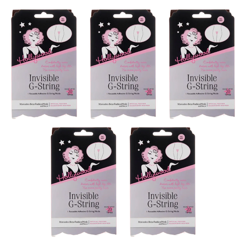 Hollywood Fashion Secrets Invisible G String Reusable Nude No VPL M/L Pack of 5