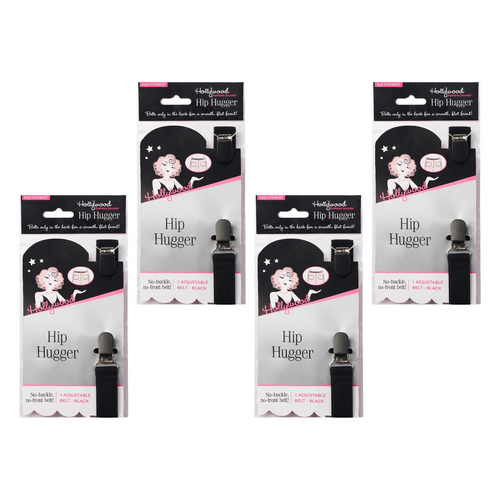 Hollywood Fashion Secrets Hip Hugger Adjustable Belt No Buckle Black Pack of 4
