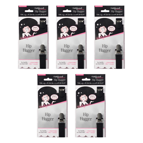 Hollywood Fashion Secrets Hip Hugger Adjustable Belt No Buckle Black Pack of 5