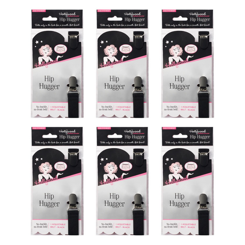Hollywood Fashion Secrets Hip Hugger Adjustable Belt No Buckle Black Pack of 6