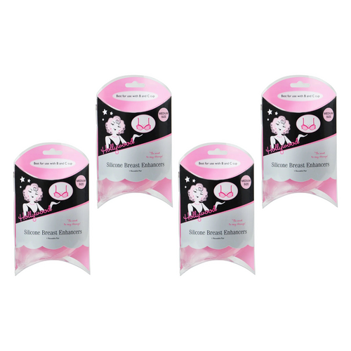 Hollywood Fashion Secrets Silicone Breast Enhancers Med Push Up Inserts Pack of 4