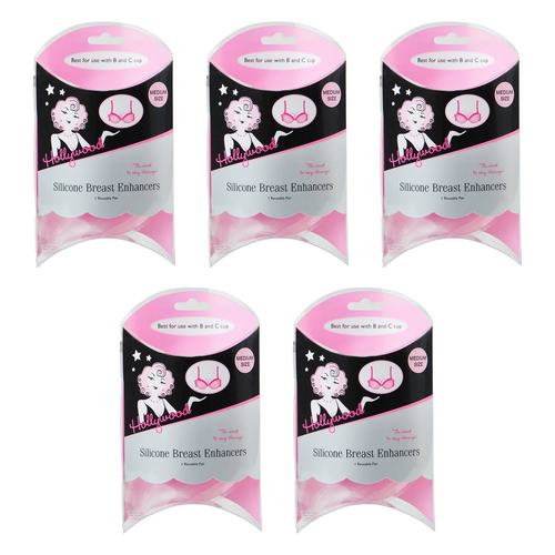 Hollywood Fashion Secrets Silicone Breast Enhancers Med Push Up Inserts Pack of 5