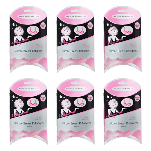 Hollywood Fashion Secrets Silicone Breast Enhancers Med Push Up Inserts Pack of 6