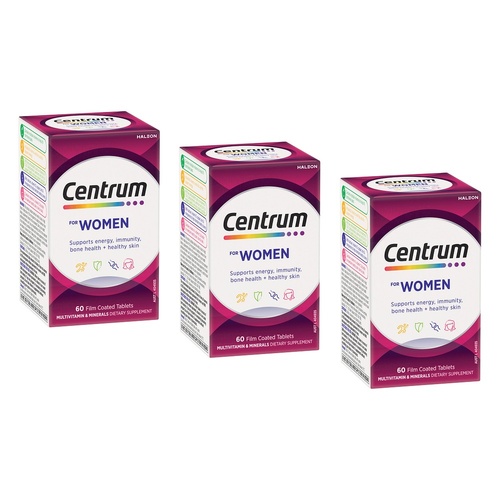 Centrum for Women Multivitamin 60 Tablets Pack of 3