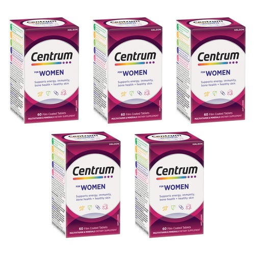 Centrum for Women Multivitamin 60 Tablets Pack of 5