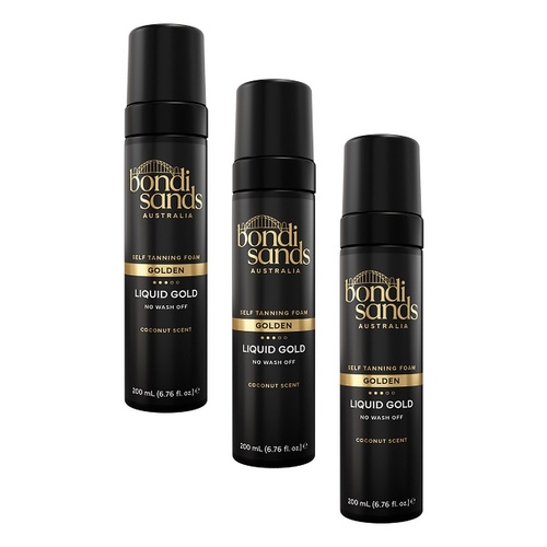 Bondi Sands Liquid Gold Self Tanning Foam Golden 200mL Pack of 3