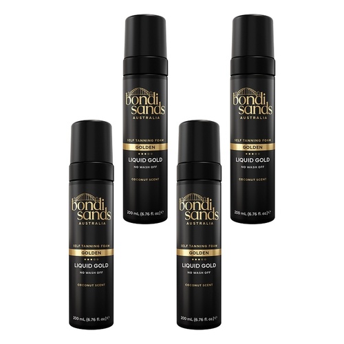 Bondi Sands Liquid Gold Self Tanning Foam Golden 200mL Pack of 4