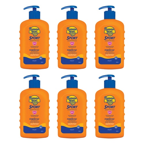 Banana Boat Sport Sunscreen SPF50+ 400g Pack of 6