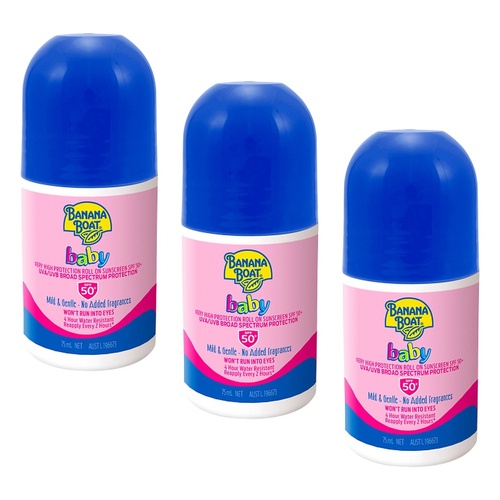 Banana Boat Baby Roll-On SPF 50+ 75mL Pack of 3
