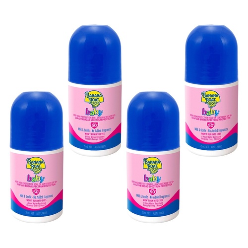 Banana Boat Baby Roll-On SPF 50+ 75mL Pack of 4