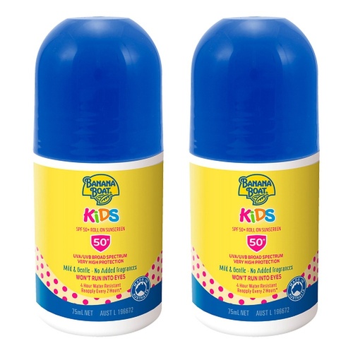 Banana Boat Kids Roll-On SPF 50+ 75mL Pack of 2