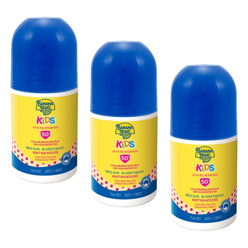 Banana Boat Kids Roll-On SPF 50+ 75mL Pack of 3