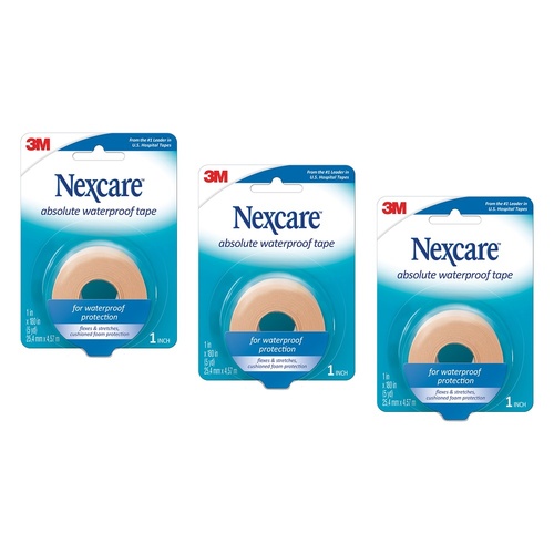 Nexcare Absolute Waterproof First Aid Tape 4.5 Metres Pack of 3