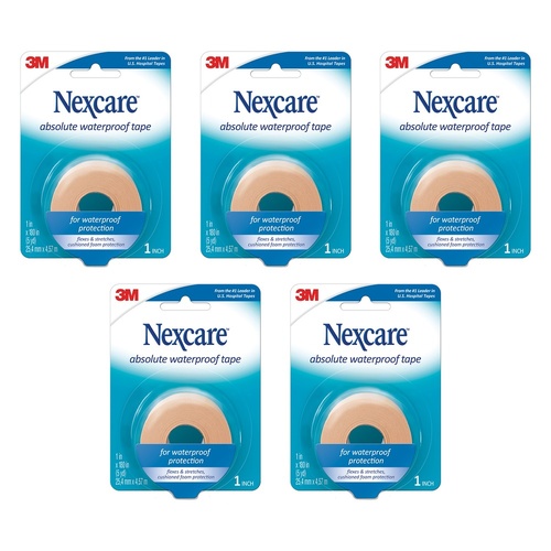 Nexcare Absolute Waterproof First Aid Tape 4.5 Metres Pack of 5